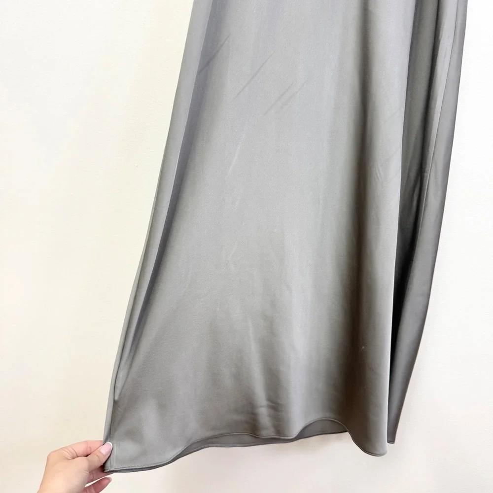 J.Crew Gwyneth Slip Dress Vintage Dove Gray Satin Size 12